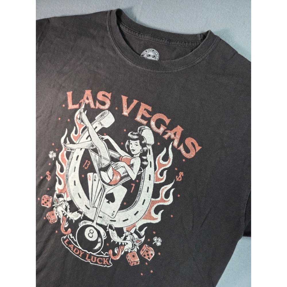 The Duck Company Las Vegas Lady Luck Pinup Graphic T-Shirt Mens Large Black